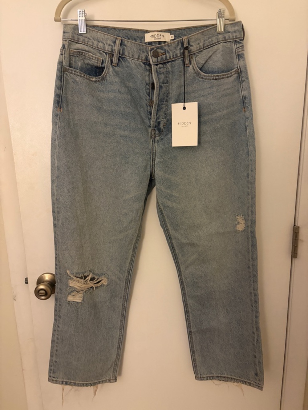 Hidden High-Rise Straight Leg Jeans in Light Blue